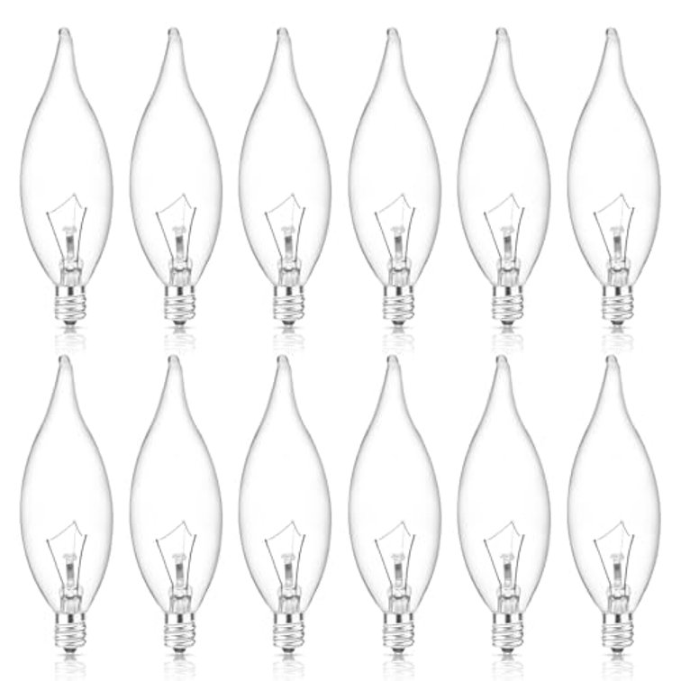 60W Candelabra Light Bulbs, E12 B10 Clear Candle Base Bulb with Warm White 2700K, 600 Lumen Dimmable, 120V Incandescent Chandelier Light Bulbs for Pendants, Ceiling Fan, Wall Sconces (12-Pack)