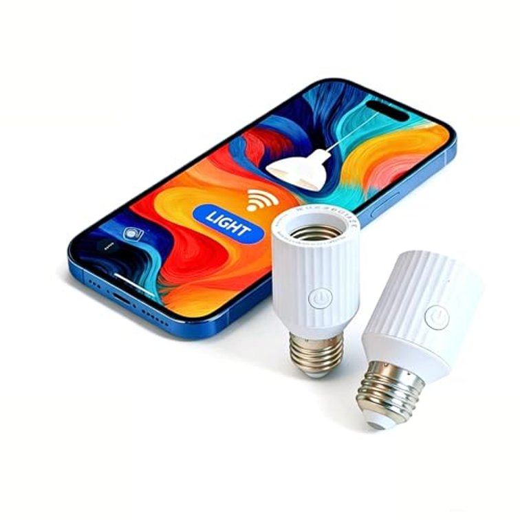 LoraTap Smart Wi-Fi Light Bulb Socket Adapter, Voice for Alexa/Google, Smart Life App Group & Timer, 60W Max, Incandescent Compatible, E26/E27, 2 Pack