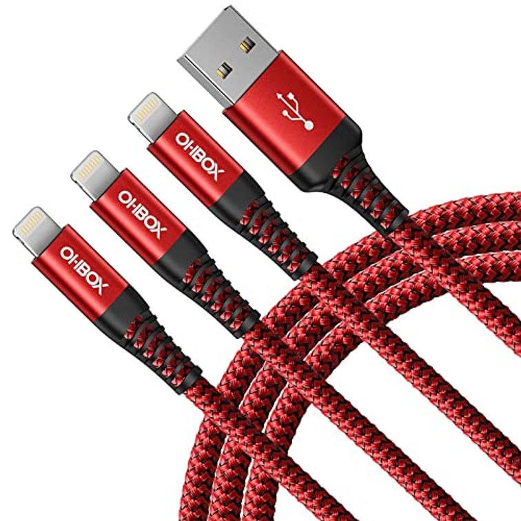 USB to Lightning Cable Apple MFi Certified iPhone Charger Cord 6FT, 3Pack