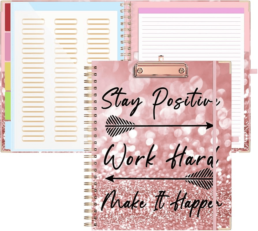 Clipboard with Storage Cute Clipboards Folio with 10 Pockets and Refillable Lined Notepad for Paper Size 8.5" x 11"