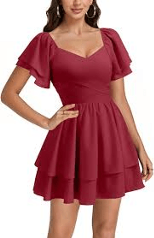Size Medium Off Shoulder Mini Dress for Women Casual Ruffle Wrap