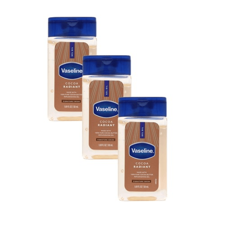 Vaseline Cocoa Radiant Replenishing Oil Gel, Travel Size, 1.69 fl oz, 3 Pack
