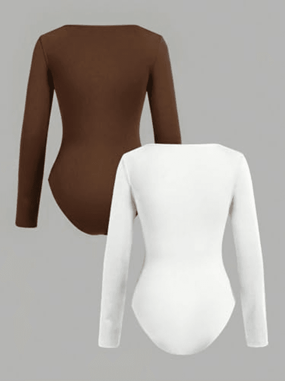 3 Pack Size 14yrs RoseSeek Girls Long Sleeve Bodysuit Crew Neck Romper Jumpsuit Leotard white brown and beige