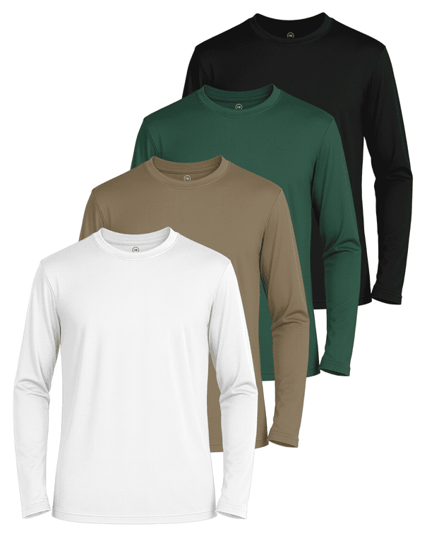 Size Small Real Essentials 4 Pack: Boys' Mesh Long Sleeve Athletic T-Shirt - Kids Teens Youth Active Tees Running Tops