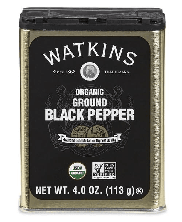 SET OF 2 - Watkins Gourmet Organic Spice Tin, Ground Black Pepper, 4 oz