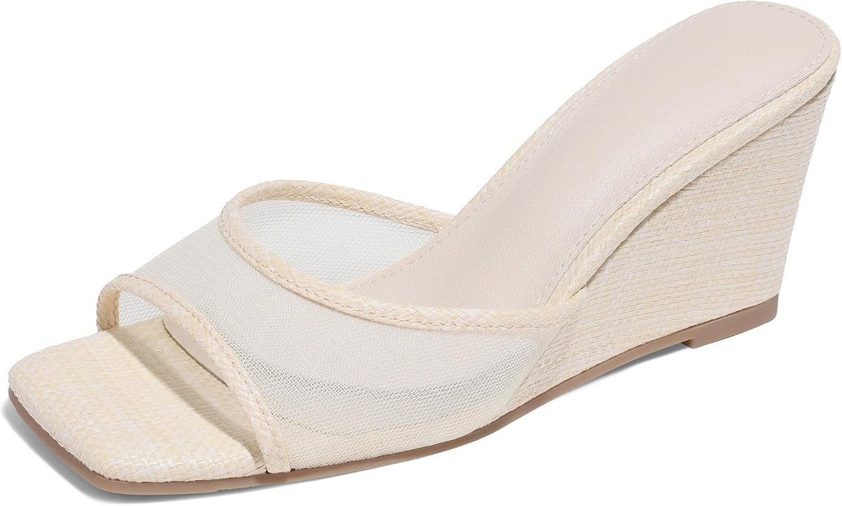 size 8 - Erocalli Women's Wedge Heels Open Toe Platform Summer Sandals Mesh Mules
