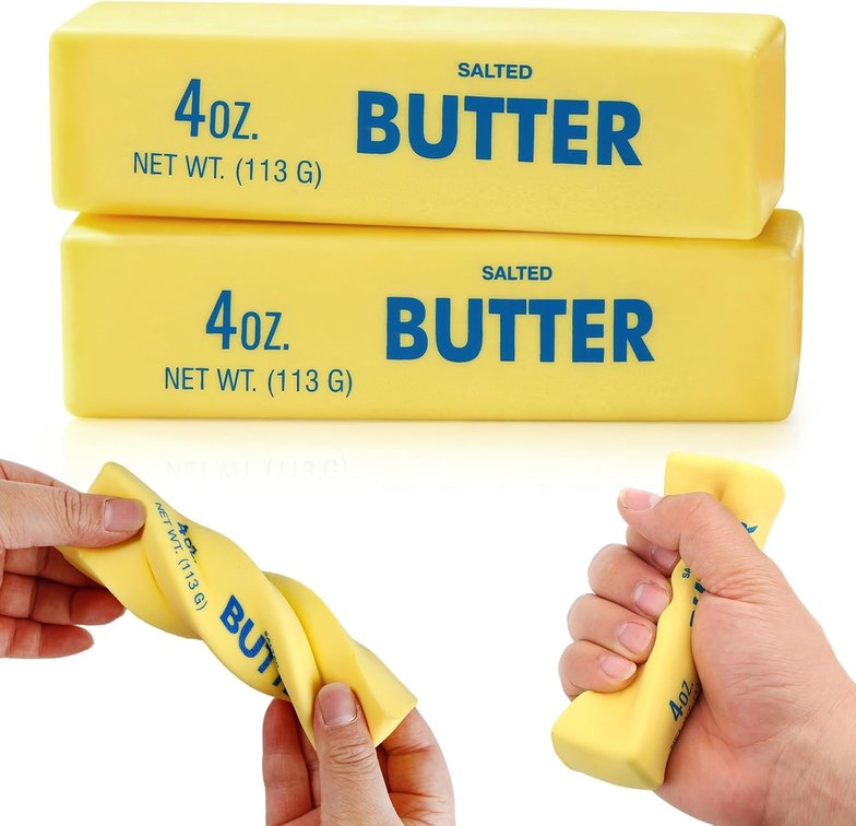 2 Pack Butter Squishy-Slow Rising Butter Stick Stress Relief Toy, Soft PU Foam Squishy Butter Squeeze Toy, Cute Desk Decor for Office, Squishy Fidget Toys for Kids Party Favors (2 Pcs)