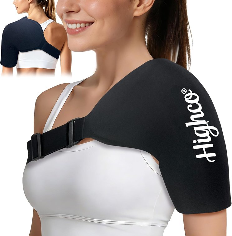 Shoulder Ice Pack Wrap for Rotator Cuff and Arm,Cold Compression for Relief (Black, Large)