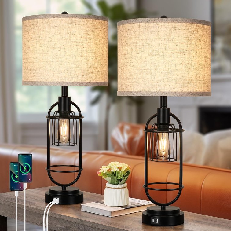 29' Tall Table Lamps for Living Room, 2-Light Farmhouse Bedside Lamps