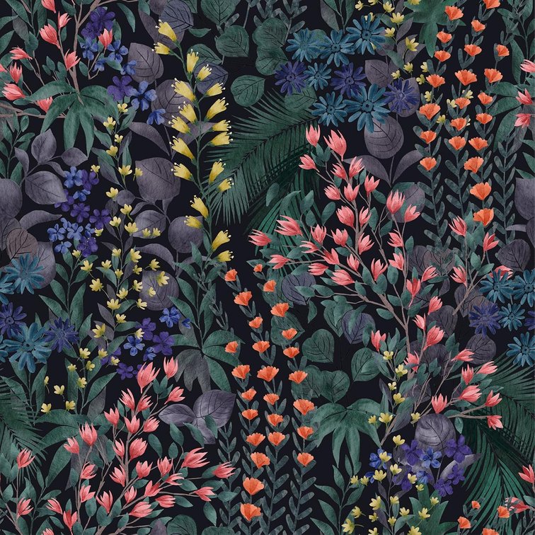 set of 4 - Floral Peel and Stick Wallpaper Boho Wall Paper Removable Waterproof Green/Yellow/Orange Contact Paper for Bedroom, Bathroom,Cabinet,Kitchen,Home Wall 17.3" x 118"