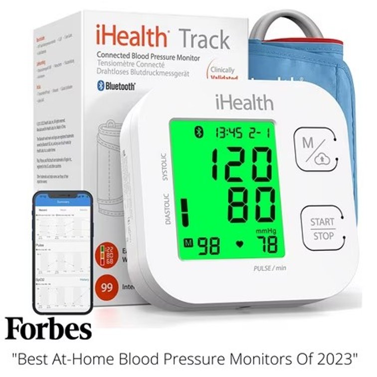 iHealth Track Wireless Upper Arm Blood Pressure Monitor with Wide Range Cuff, Bluetooth Compatible for Apple & Android Devices