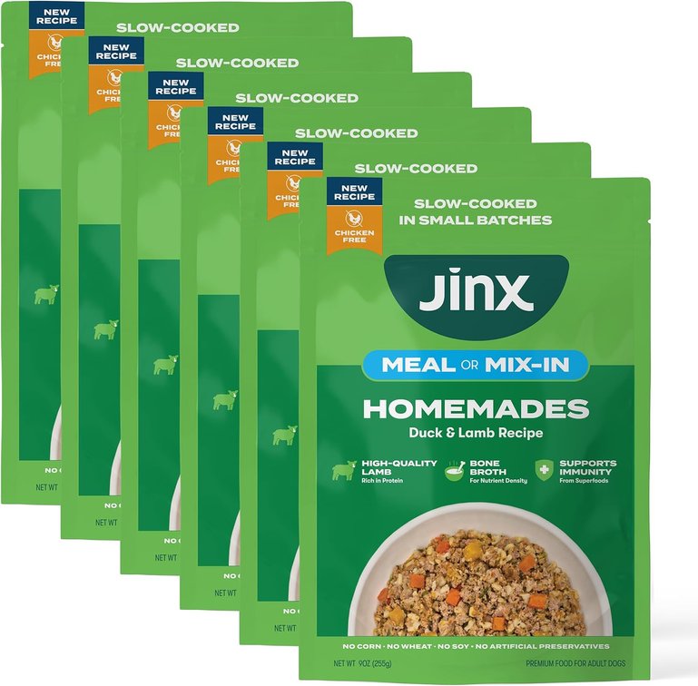 Jinx Duck & Lamb Wet Dog Food Toppers, Homemades 6 Pack, 9oz