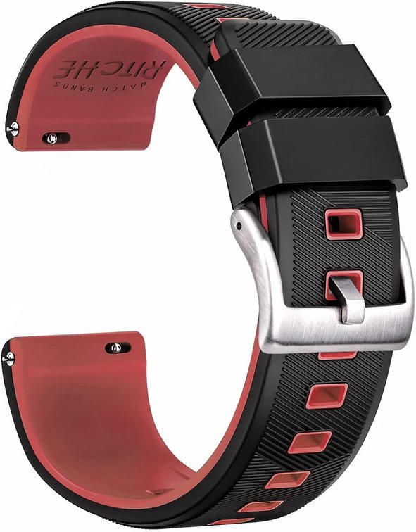 Ritche Christmas Gift Silicone Watch Band 18mm 20mm 22mm 24mm Quick Release Rubber Watch Bands for Men Women, White Elephant Gifts, Stocking Stuffers For Men