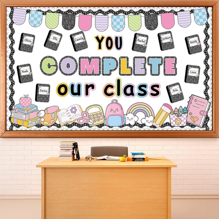 Composition Bulletin Board Inspirational Classroom Decor You Complete Our Class Bulletin Board Decorations Set Colorful Notebook Cutouts Welcome Back to School for School Office Chalkboard Wall Decor