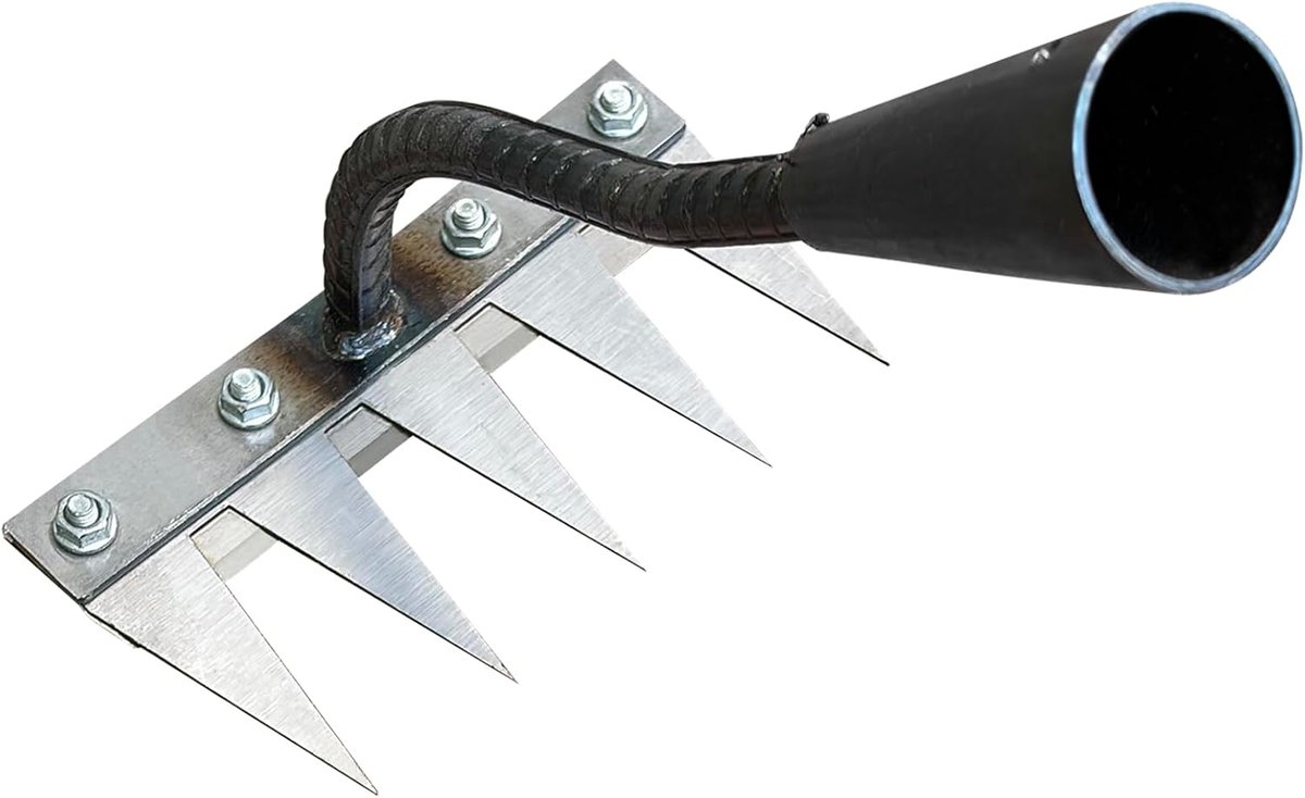 Ironrake The Heavy-Duty Iron Weeding Rake,1pc Iron Rake with 5 Metal Tines