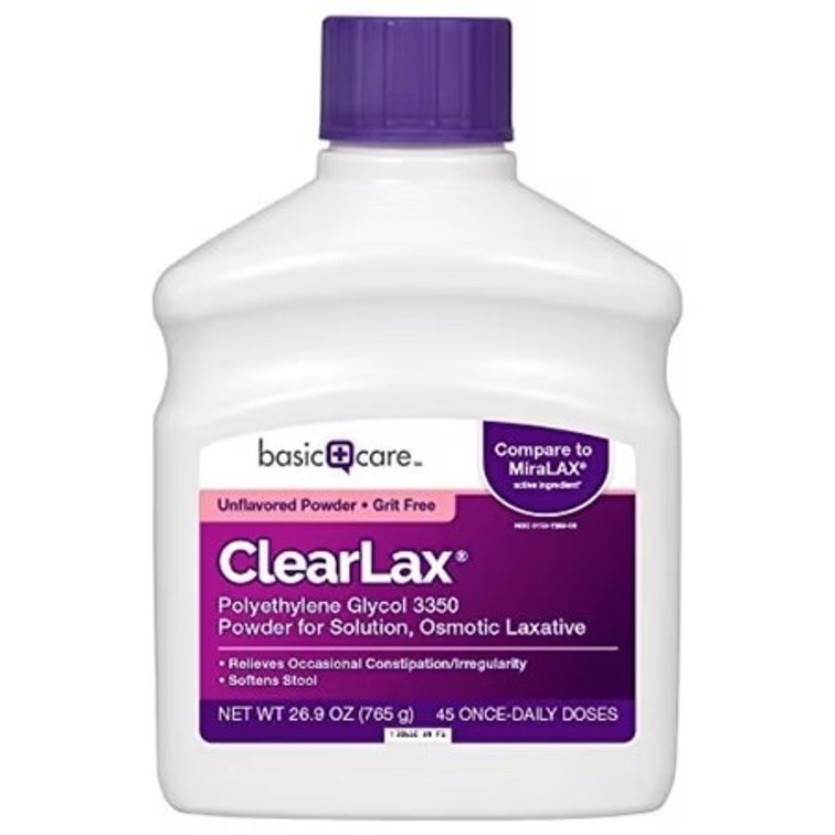 basic care clearlax polyethylene glycol 3350 osmotic laxative, 26.9 ounce