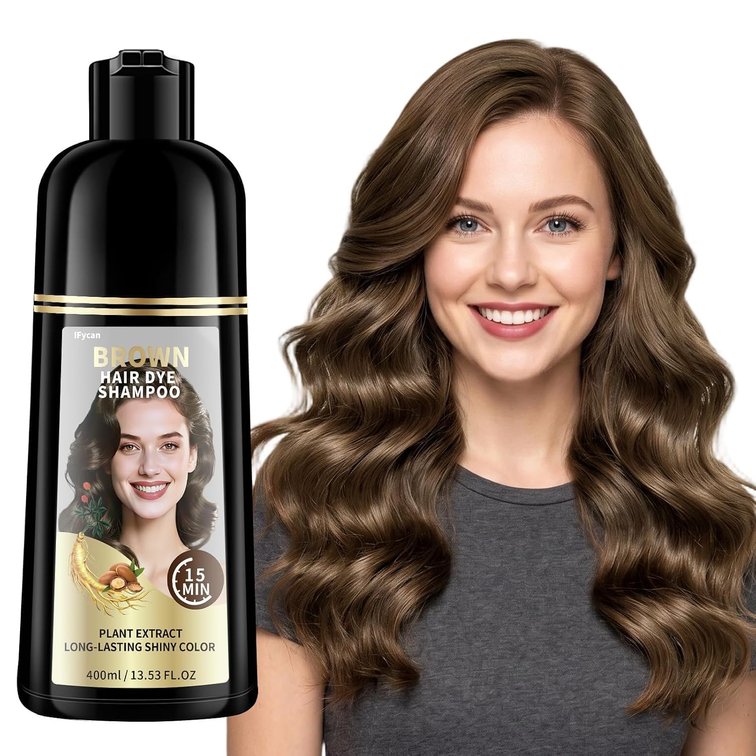 Brown Hair Dye Shampoo - 100% Gray Coverage, Ammonia & Paraben Free
