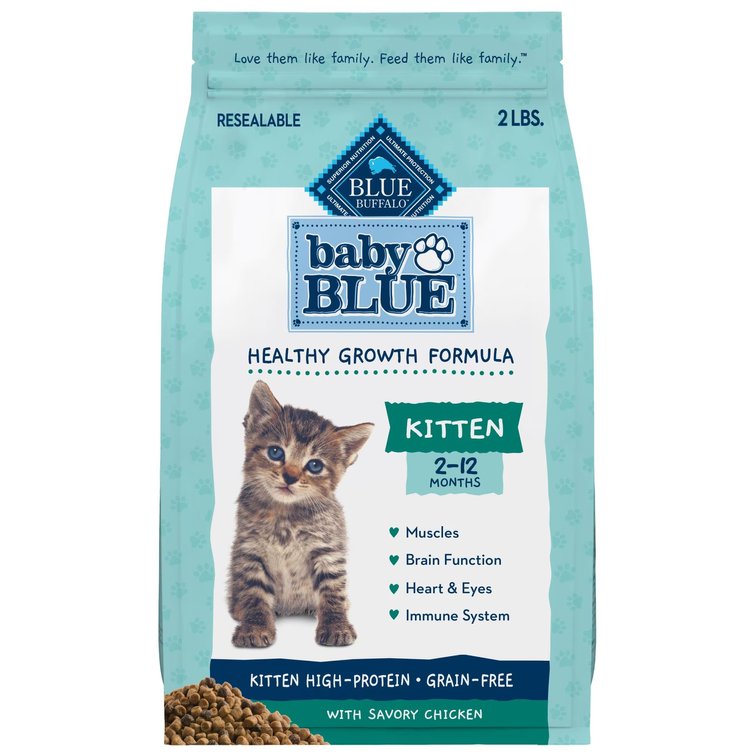Best by Sept 28 2026 Blue Buffalo Baby BLUE Natural Kitten Dry Cat Food for Healthy Growth, Chicken, 2-lb. Bag