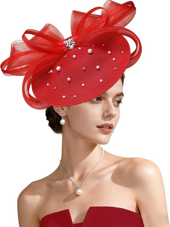 Kgromfy Tea Party Hat for Women Fascinator Hat Elegant Church Hats Wedding Headband Luxury Fancy Hat Lady Headwear for Derby
