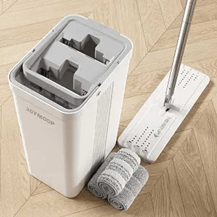*Open Box, but product is NEW* JOYMOOP Mop and Bucket Set for Home and Commercial Use, Flat Mop System with 3 Reusable Microfiber Pads