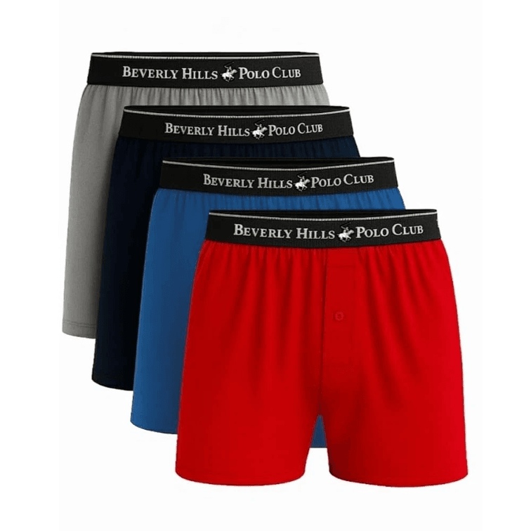 Size Large - Beverly Hills Polo Club Men's 4 Pack Knit Boxer Shorts