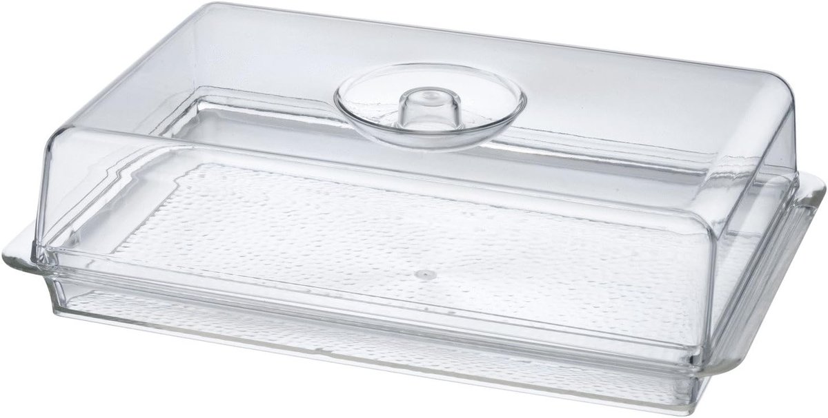 Clear Premium Acrylic Rectanglees Serving Tray with Lid (12.63" x 8.75" x 3.38") Perfect for Parties, Events, & Dining