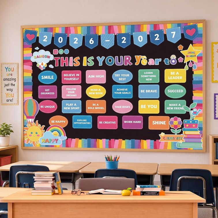 Kosiz This is Your Year Bulletin Board Set Colorful, Colorful Irregular