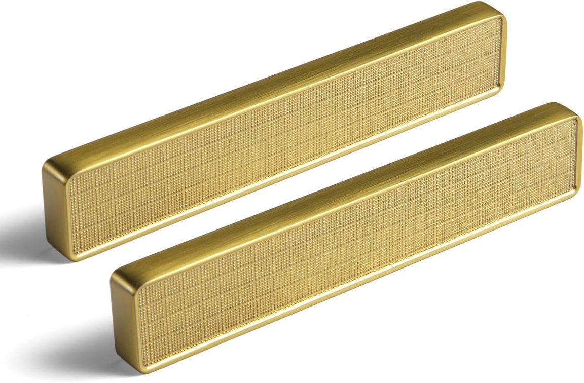 Goo-Ki 6 Pack 3-3/4 Inch  96mm  Hole Center Cabinet Pulls Brushed Gold Zinc Alloy Kitchen Drawer Pulls Finger Pull Drawer Handles 2061-LSJ-96