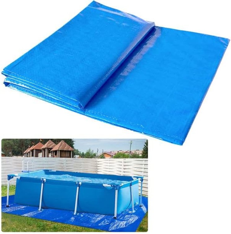 10x6.7Ft Rectangular Frame Pool Ground Cloths, Waterproof PE Swimming Pool Liner Pad for Protect Above Ground Pool Blanket for Frame Pools Accessories Prevents Punctures Pool Tarp