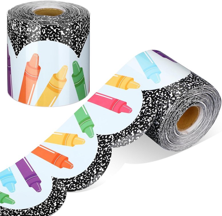 Sabary 65 ft Crayon Bulletin Board Border, Composition Design