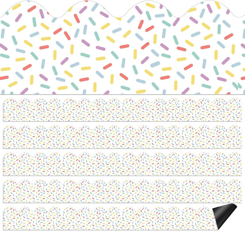 24 Pcs Magnetic Sprinkle Bulletin Board Border 11.8 Inch Donut Magnetic Scalloped Borders for Classroom Whiteboards Office Decor