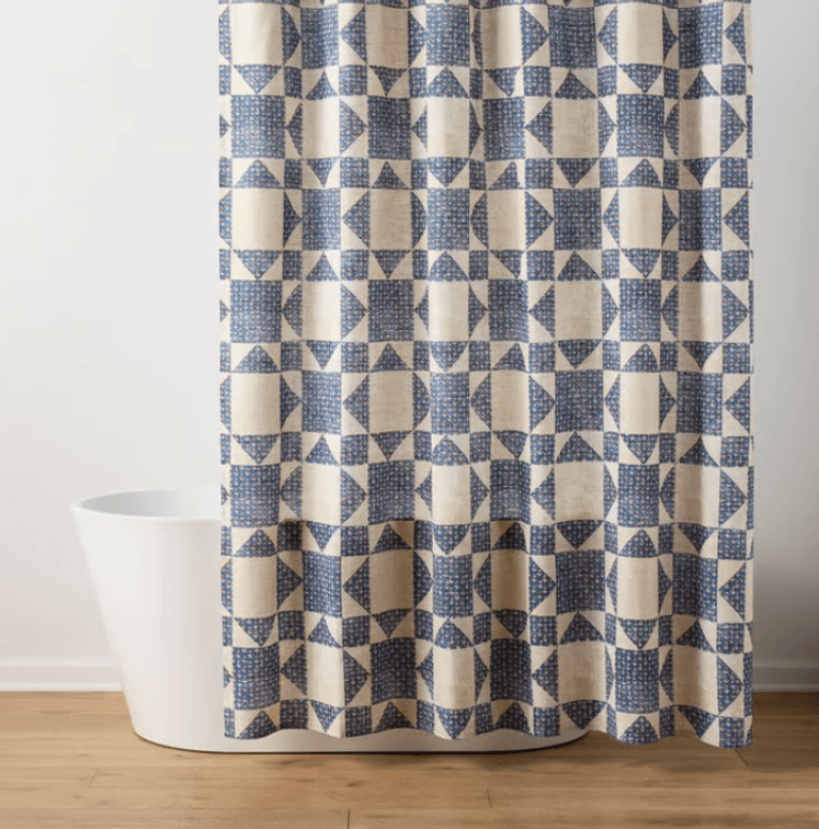 Americana Quilted Shower Curtain Blue - Threshold