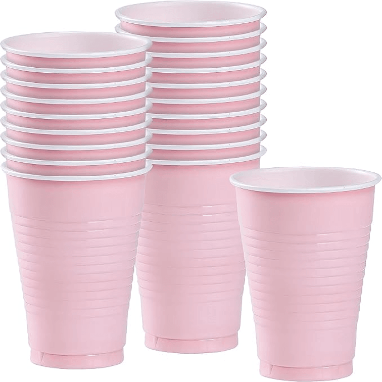 SET OF 6 - Party Dimensions 82632 20 Count Plastic Cup, 12-Ounce, Pink