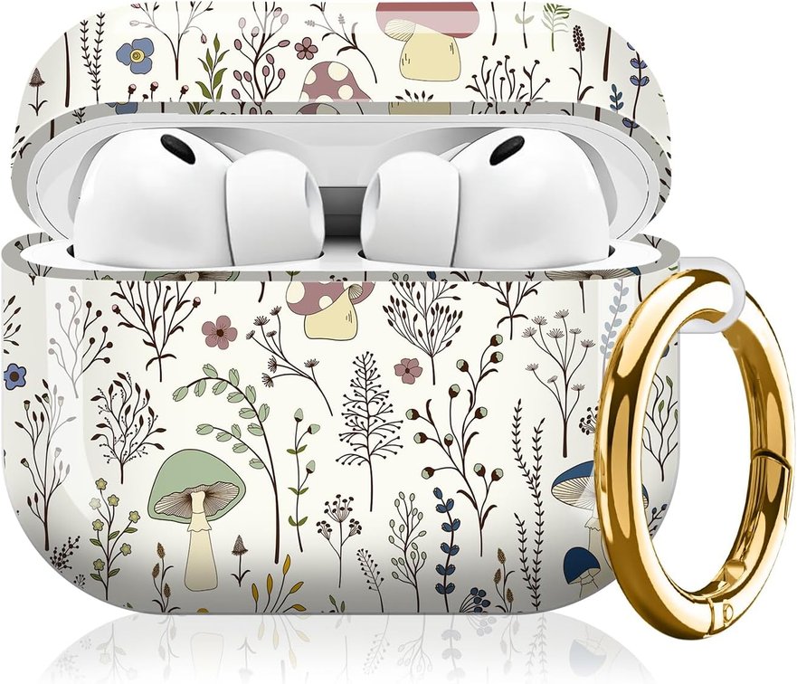 Compatible with AirPod Pro 3 (2025),Cute Case Cover for Women & Men, Full Protection Shockproof Hard Case with Keychain, Wireless Charging Case Accessories(Colorful Wild Plants Fungus)
