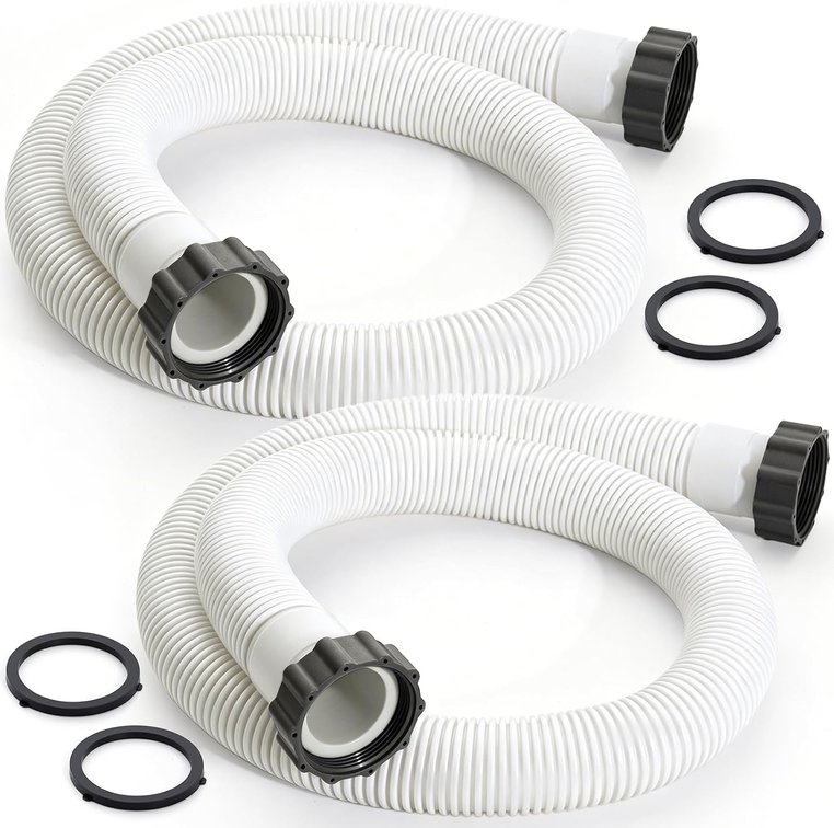 2 Pack 1.5x59 Inch Pool Pump Hose, for Intex Coleman - White