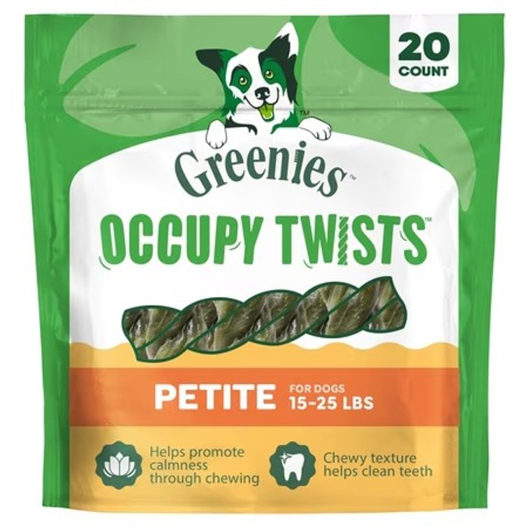 Best by 11/11/26 Greenies Occupy Twists Chicken Flavor Natural Dog Treats Petite Size, 17.5 oz Pack (20 Count)