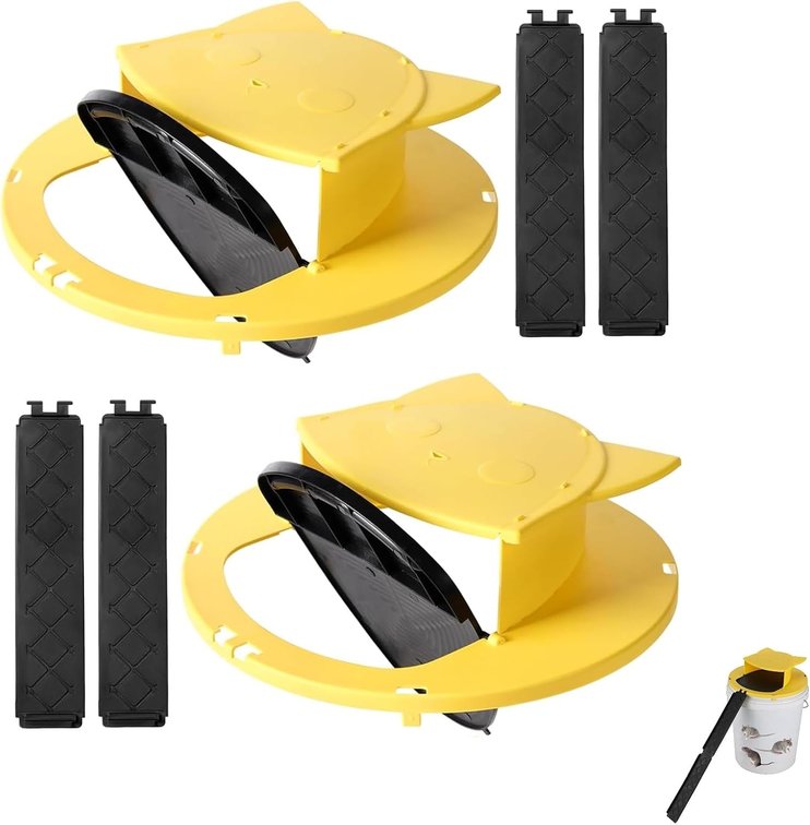 Mouse Trap Bucket,5 Gallon Bucket Lid Mouse Rat Trap-Auto Reset Mouse Trap,Humane Mouse Rat Trap for Indoor Outdoor Use,Reusable Mouse Bucket Trap(2pack)