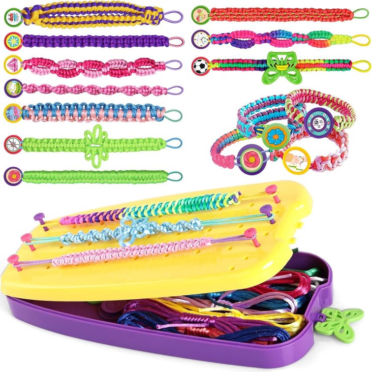 BOX TORN Friendship Bracelet Making Kit Toys, Ages 7 8 9 10 11 12 Year Old Girls Gifts Ideas, Birthday Present for Teen Girl, Arts and Crafts String Maker Tool, Bracelet DIY, Kids Travel Activity Set