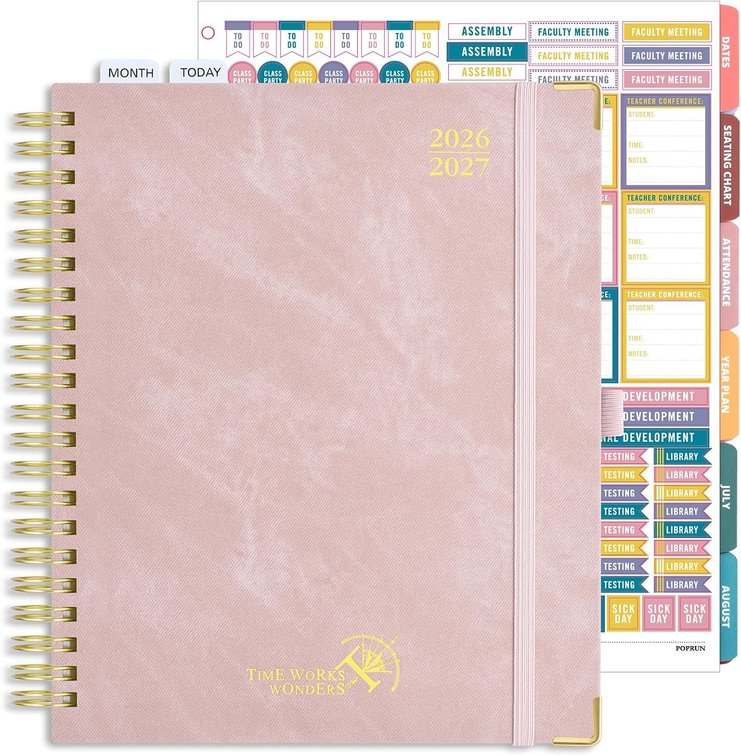 POPRUN Teacher Planner 2026-2027, 8.5"x11" Lesson Planner Book for Teachers