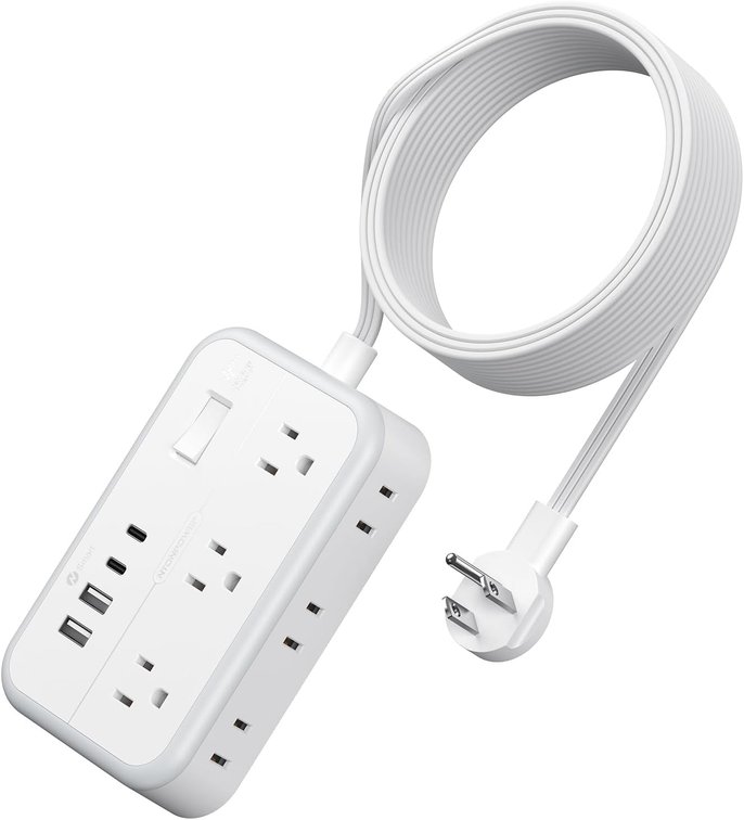 Extension Cord 15 ft, Surge Protector Power Strip with 6 Outlets 4 USB Charger(2 USB C Port), Flat Plug Outlet Extender Long Cord, Protection for Indoor, Home, Office Supplies, Dorm Room Essentials