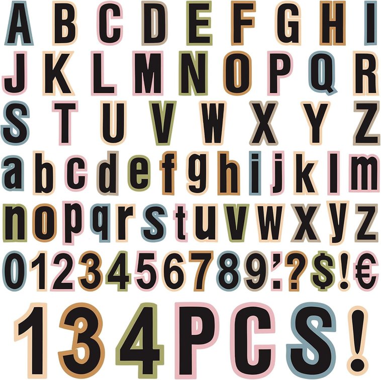 Harloon 134 Pcs 5" Boho Black Bulletin Board Letters Alphanumeric