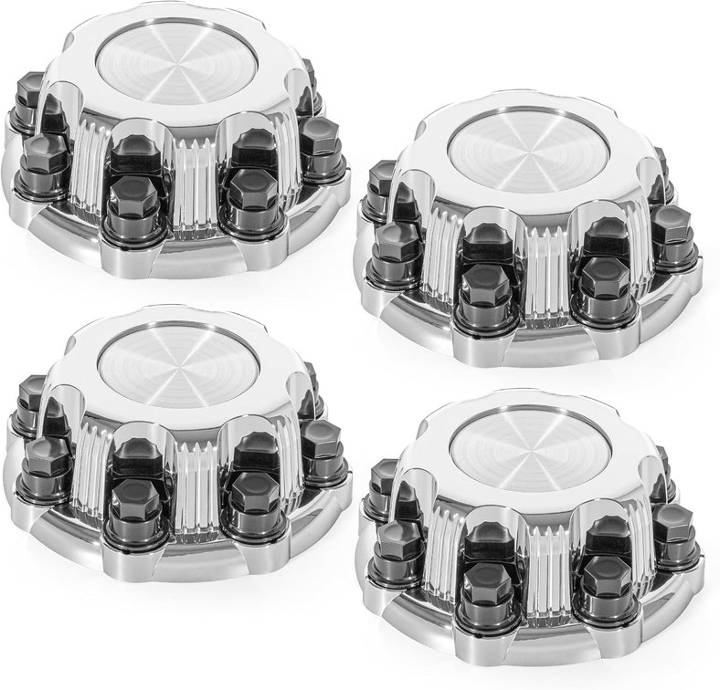 Chrome 8 Lug Center Cap 4Pcs, for Chevy Silverado GMC - Silver