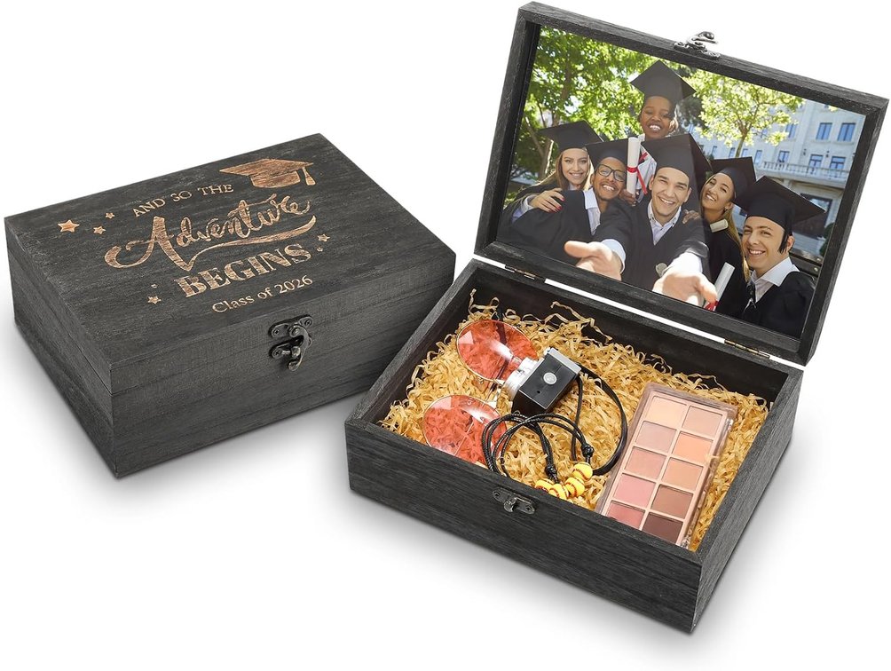 BreezeHug 2 Pack Personalized Graduation Keepsake Box Graduation Cap Gifts