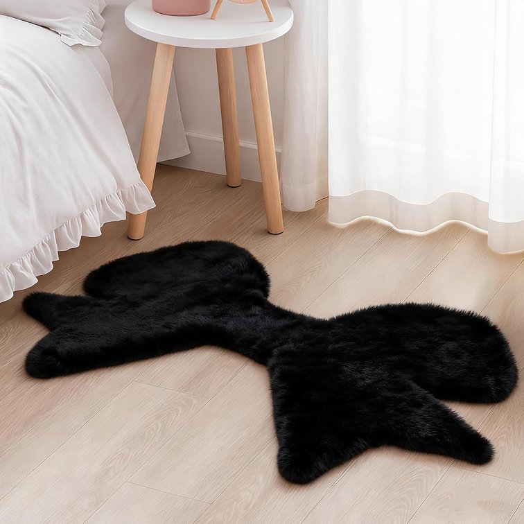 TAN NOT BLACK Bow Rug 2x3' Coquette Bow Area Rug for Girls Bedroom Decor