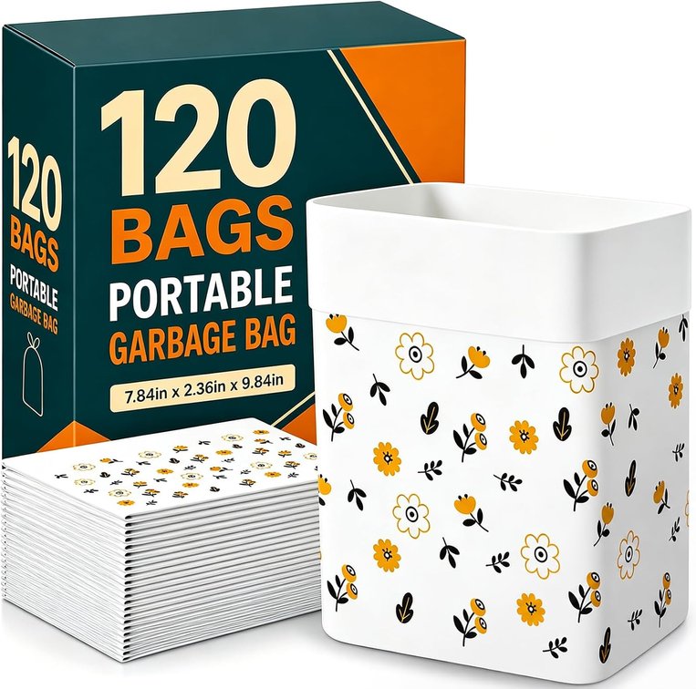 Car Garbage Bin Bags Waterproof Seal Disposable Car Trash Truck Bags (120 Count(White))