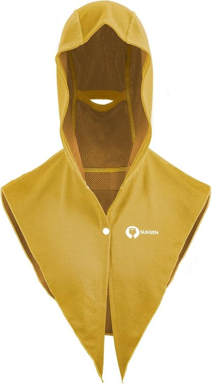 BLACK NOT YELLOW Cooling Hoodie Towel, Instant Cooling Towels for Neck and Face, UPF 50 Sun Protection Ponytail Cooling Neck Wraps, Quick Drying Cool Towels for Sports, Gym, Hiking, Camping, Workout, Yellow