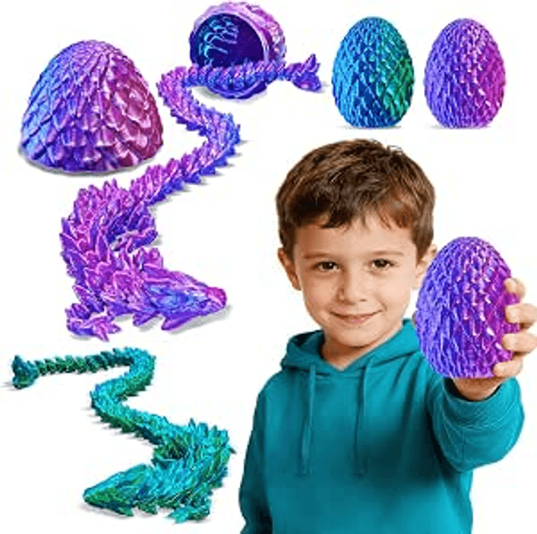2 Pack 12" 3D Printed Eggs with Gem Dragon