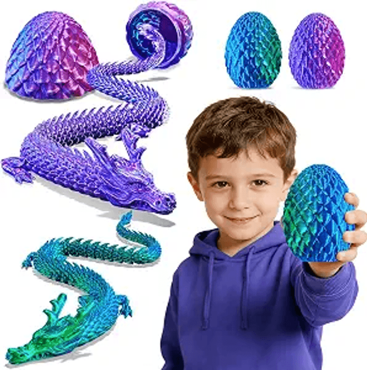 2 Pack 12" 3D Printed Dragons with Eggs