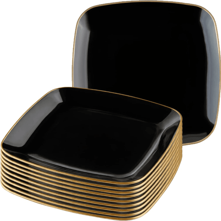 Organic Black Disposable Plates 6" Square (10 Count)