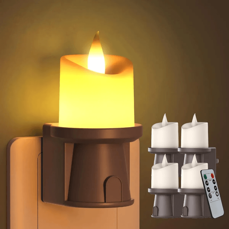 Flameless Night Light with Sunrise and Sunset Sensor